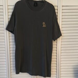 OVO Garment dyed Black T-Shirt with Gold Logo